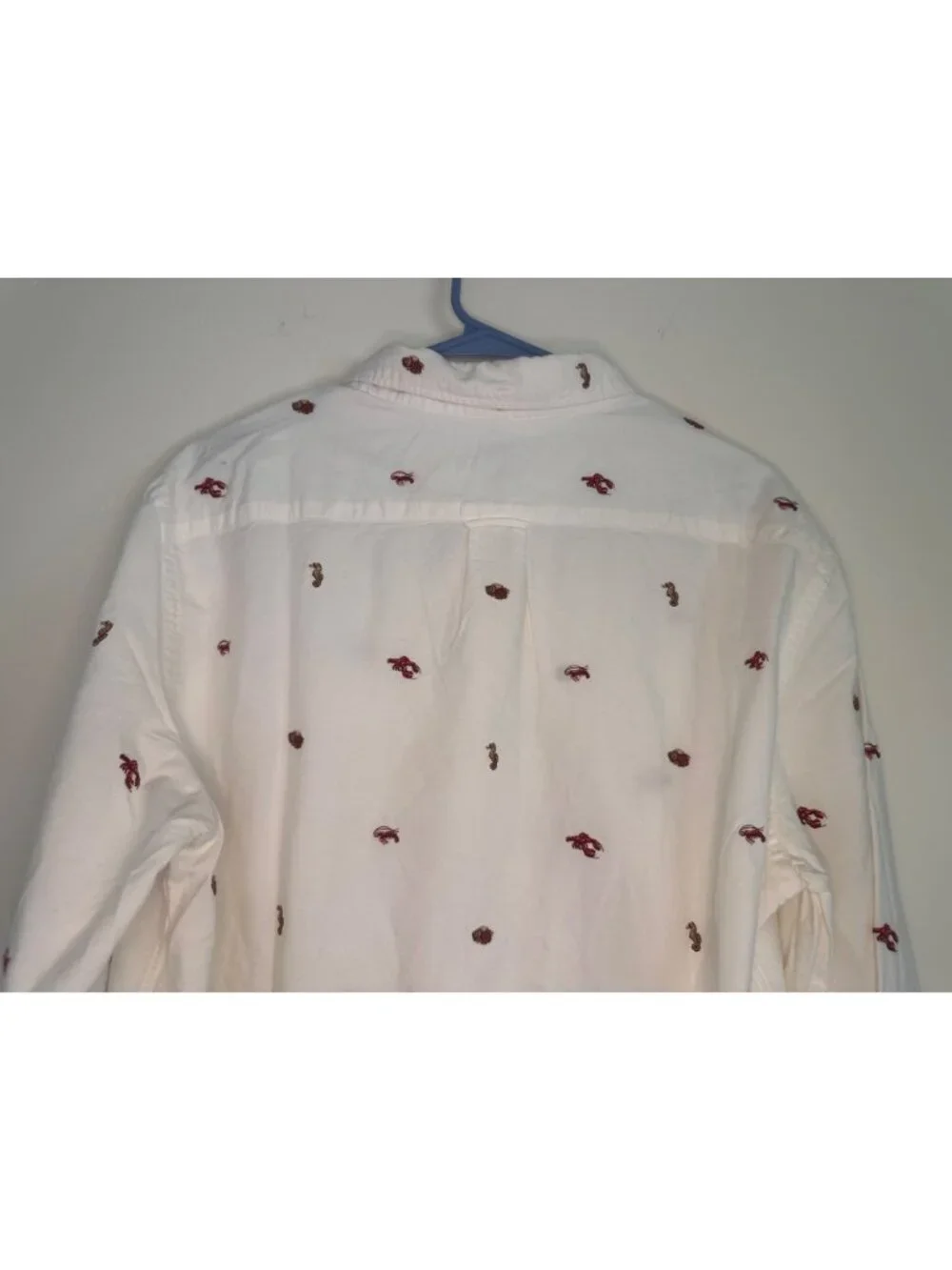 J.Crew Oxford Lobster Embroidered Button Down Shirt Mens Large White Preppy